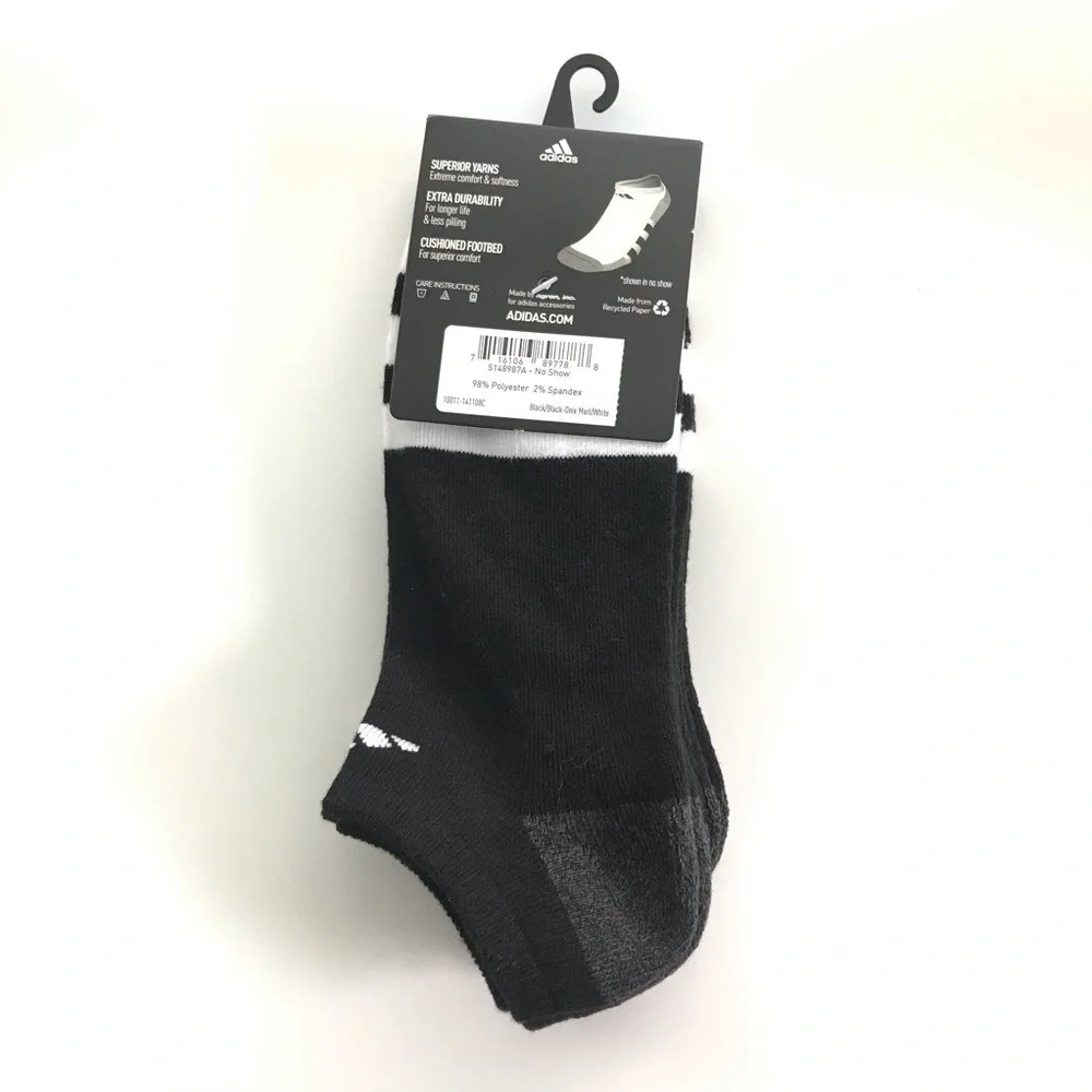 Adidas men’s no show cushioned socks 3 pair size 6-12